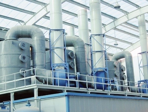 Sistem pengolahan gas limbah krom plating, zinc plating gas limbah asam dan alkali gas limbah